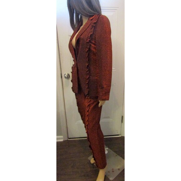 Scotch & Soda Maison Scotch Metallic Ruffle Pant Suit Jacket Pants Retail $350 S - Picture 6 of 14